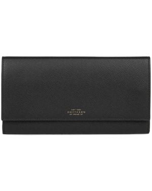 Smythson Marshall Tri-Fold Travel Wallet - Black