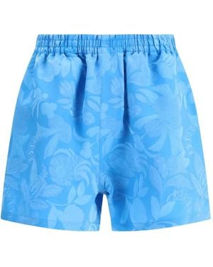 Balenciaga Stretchbund-Shorts mit Blumen-Print - Blau