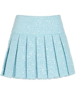 Alice + Olivia Sequin-Embellishment Pleated Mini Skirt - Blue