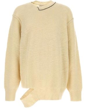 Yohji Yamamoto Asymmetrical-Design Wool Sweater - Natural