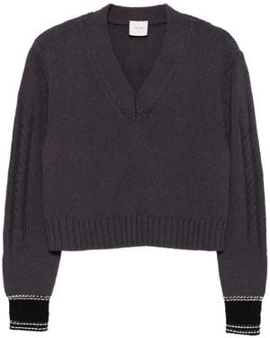 Alysi Cable-Knit V-Neck Sweater - Blue