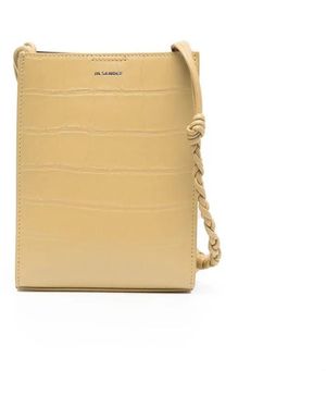 Jil Sander Tangle Crocodile-Effect Crossbody Bag - White