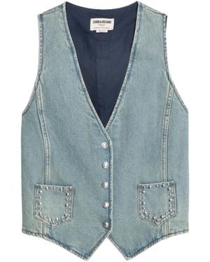 Zadig & Voltaire V-Neck Studded Waistcoat - Blue