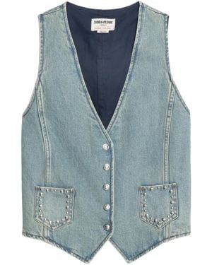 Zadig & Voltaire V-neck Studded Waistcoat - Blue