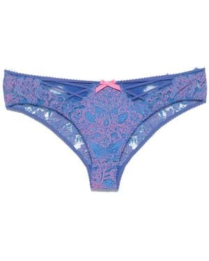 Agent Provocateur Embroidered-Lace Briefs - Blue