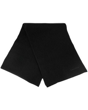 Lanvin Ribbed Logo Scarf - Black