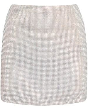 Celia Kritharioti Jupe Droite À Ornements En Cristal - Blanc