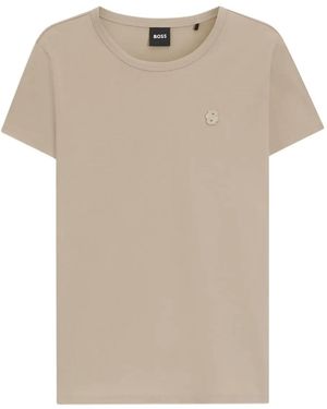 BOSS Logo-Appliqué Cotton T-Shirt - Natural