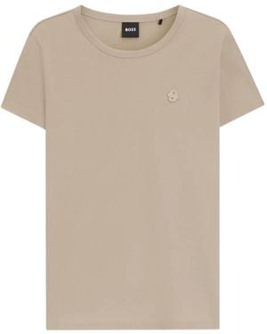 BOSS Logo-Appliqué Cotton T-Shirt - Natural