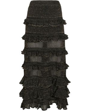 Zimmermann Rebellion Ruffled-Design Midi Skirt - Black