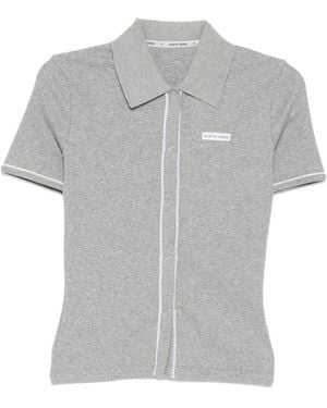 Marine Serre Ribbeb Jersey Polo Shirt - Grey