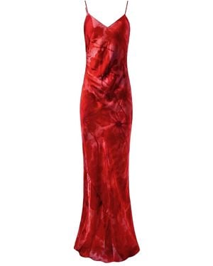 Alejandra Alonso Rojas Floral-Print Slip Dress - Red
