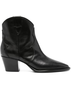 Anna F. Cowboy Ankle Boots - Black