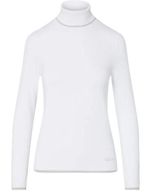 Liu Jo Pull À Col Roulé Et Bordures En Lurex - White