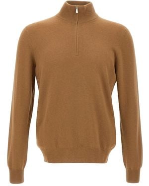 Gran Sasso Half-Zip Turtleneck Sweater - Brown