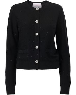 Carolina Herrera Sequined Pearl-Button Cardigan - Black