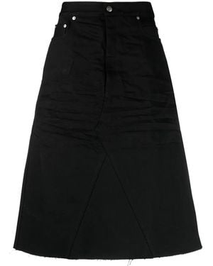 Rick Owens Gonna Denim Con Effetto Vissuto - Nero