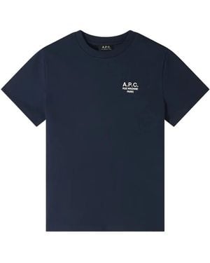 A.P.C. Rue Madame Embroidered T-Shirt - Blue