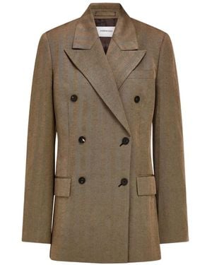 Ferragamo Double-Breasted Blazer - Brown