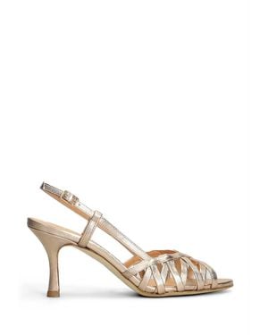 The Seller Metallic Cage-Style Sandals - Natural