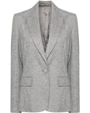 N.Peal Cashmere Wool-Blend Single-Breasted Blazer - Grey