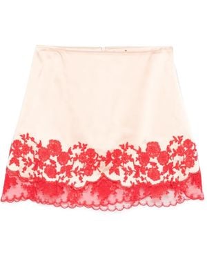 Ermanno Scervino Falda Corta Con Ribete De Encaje - Rojo