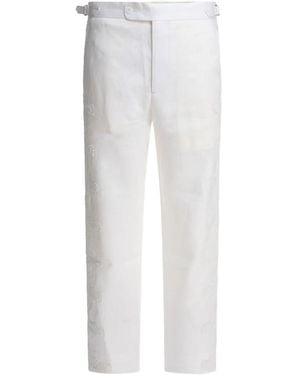 Bode Crochet-Insert Linen Trousers - White