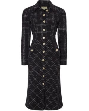 Temperley London Colonel Check-Pattern Button Midi Dress - Black