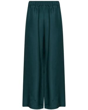 Weekend by Maxmara Pantalones Anchos Elásticos De Seda - Verde
