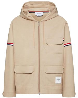 Thom Browne Double Face Tech Twill Oversized Parka With Armbands - Blue