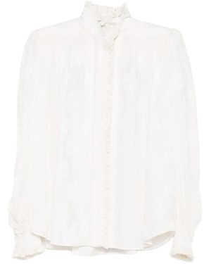 Chloé Blouse Met Ruches En Jacquard - Wit