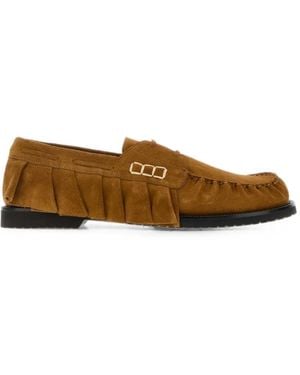 JW Anderson Chaussures Bateau En Daim À Volants - Brown