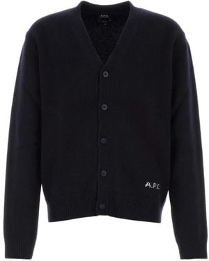 A.P.C. Kevin Logo-Embroidered Cardigan - Blue