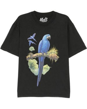 Melt T-Shirt Mit Papagei-Print - Schwarz