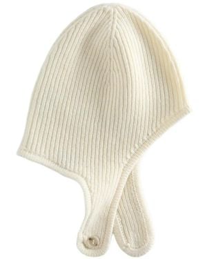 MM6 by Maison Margiela Ribbed-Knit Button-Fastening Beanie Hat - White