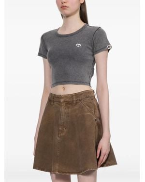 AAPE BY A BATHING AP Logo-Patched Cropped Top - Gray
