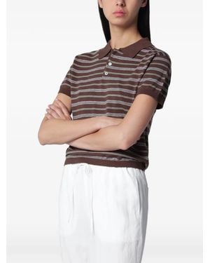 DUNST Gestreifter Pullover Mit Polokragen - Braun
