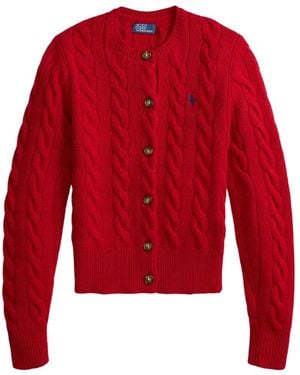 Polo Ralph Lauren Kabelgebreid Vest Met Geborduurd Logo - Rood
