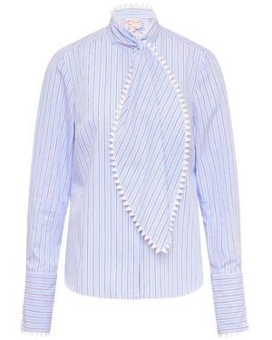 Maison Common Striped Poodle-Print Blouse - White
