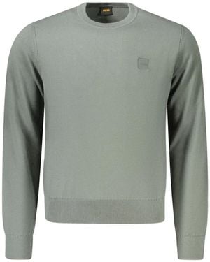 BOSS Logo-Patch Crew-Neck Sweater - Green
