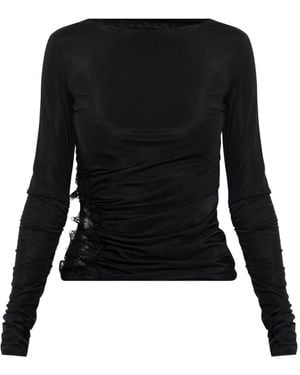 Blumarine Jersey Top With Lace - Black