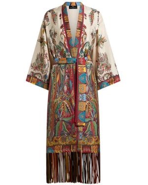 Etro Fringed Silk Oversized Jacket - White