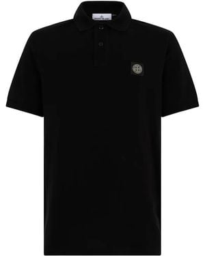 Stone Island Logo-Patch Short-Sleeve Polo Shirt - Black