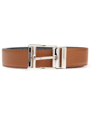 Ferragamo Monogram-Embossed Reversible Leather Belt - White
