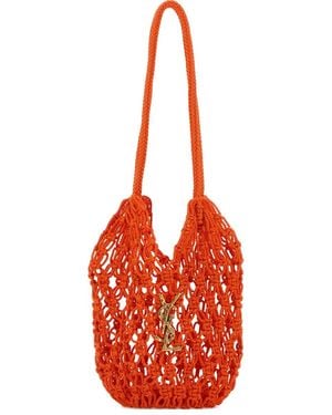 Saint Laurent Gehäkelte Schultertasche - Rot