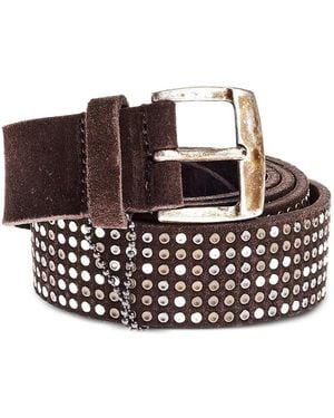 D'Amico Stud-Embellished Suede Belt - White