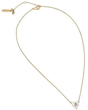 Kurt Geiger Eagle-Head Crystal Heart-Pendant Necklace - White