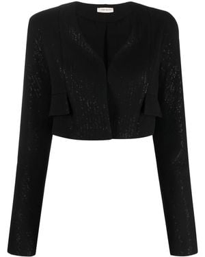 The Mannei Terras Sequinned Cropped Blazer - Black