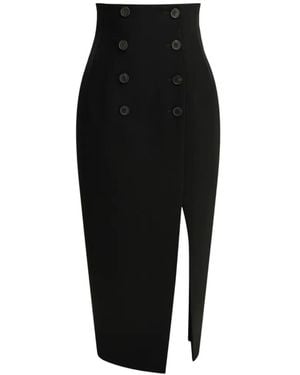 KHAITE Falda Midi Luiza Con Abertura - Negro