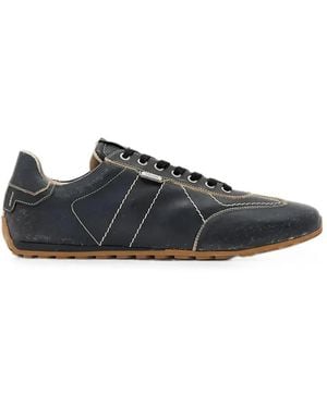 AllSaints Liam Contrast-Stitch Leather Trainers - Blue